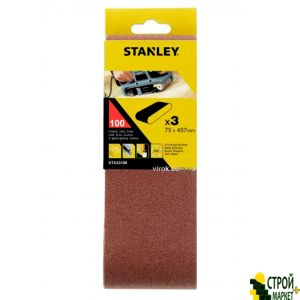 Лента шлифовальная STANLEY 75 x 457 мм P100 3 шт