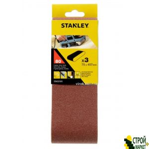 Лента шлифовальная STANLEY 75 x 457 мм P80 3 шт