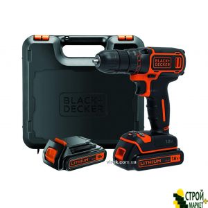 Шуруповерт-дрель аккумуляторный Black+Decker Li-Ion 18 В 1.5 Ач 30 Нм + 2 аккумулятора и кейс