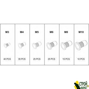 A set of threaded rivets steel M3 M10 150 pcs YT-36481 Yato