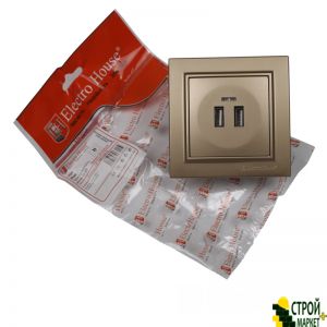 USB socket (2 ports) luxury gold Enzo 2A IP22 ElectroHouse