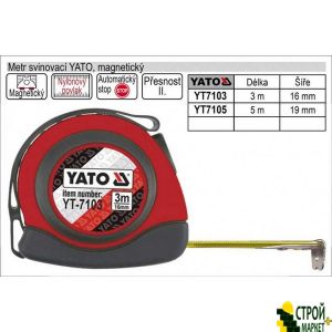 Measuring tape with nylon coating and the magnets 5 m x 19 mm YT-7105 Yato