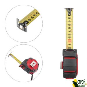 Measuring tape with a metal blade, 8m * 25mm-sided scale, nylon coating, two-sided hook with a magnet, autostop web STORM MT-0848 Intertool