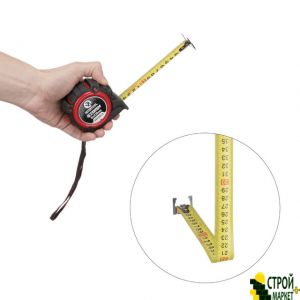 Measuring tape with a metal blade, 8m * 25mm-sided scale, nylon coating, two-sided hook with a magnet, autostop web STORM MT-0848 Intertool