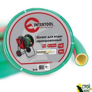 Шланг для воды 4-х слойный 1/2, 50м, армированный, PVC GE-4106 Intertool