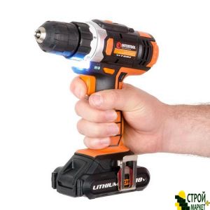 Drill Rechargeable Li-Ion 18B, 25Nm, 2 speed: 0-400 - about 0-1500 • min, 2 Accum 1.3Ach, fast charge 1 hour WT-0314 Intertool.