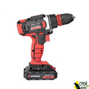 Drill Rechargeable Li-Ion 18 V, 25 Nm, 0-400 / 0-1500 / min, 2x2.0 Ah 1 hour fast charge, a removable chuck WT-0317 Intertool