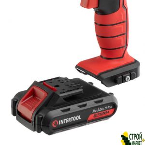 Drill Rechargeable Li-Ion 18 V, 25 Nm, 0-400 / 0-1500 / min, 2x2.0 Ah 1 hour fast charge, a removable chuck WT-0317 Intertool