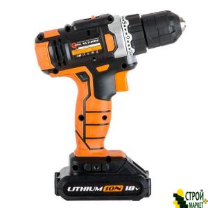 Drill Rechargeable Li-Ion 18B, 25Nm, 2 speed: 0-400 - about 0-1500 • min, 2 Accum 1.3Ach, fast charge 1 hour WT-0314 Intertool.