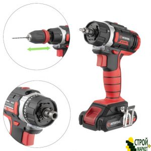 Drill Rechargeable Li-Ion 18 V, 25 Nm, 0-400 / 0-1500 / min, 2x2.0 Ah 1 hour fast charge, a removable chuck WT-0317 Intertool