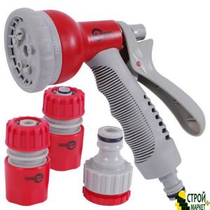 Gun irrigation 8 features a central, mist, shower, angle, full, rain, cone, flat. + Adapter GE-0002 Intertool