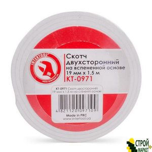 Скотч двосторонній 19 мм * 1.5 м на спіненої основі KT-0971 Intertool