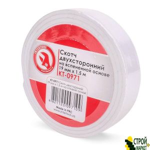 Скотч двосторонній 19 мм * 1.5 м на спіненої основі KT-0971 Intertool