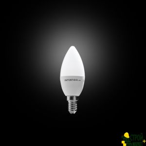 LED lamp LED C37, E14, 5W, 150-300V, 4000K, 30000ch, 3years warranty. (Candle) LL-0152 Intertool