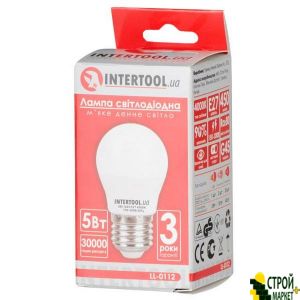 LED Bulb LED G45, E27, 5W, 150-300V, 4000K, 30000ch, 3years warranty. LL-0112 Intertool