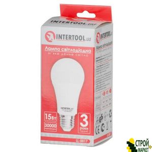 LED lamp LED A60, E27, 15W, 150-300V, 4000K, 30000ch, 3years warranty. LL-0017 Intertool