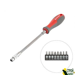 Screwdriver with flexible extension and a set of nozzles 9ed VT-3342 Intertool