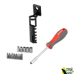 Screwdriver with a magnetic holder for nozzles 1/4 100 mm, with a set of nozzles 15 units VT-3343 Intertool