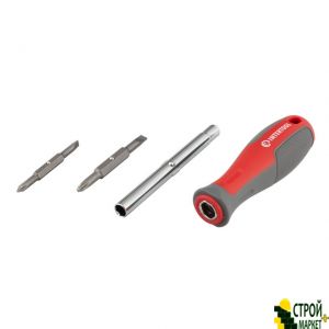 Screwdriver with bilateral interchangeable nozzles 6 in 1 (SL6.35 * 65mm, PH1 * 5mm, SL8.0 * 75mm, PH2 * 6mm hexagon 6mm, 8mm VT-3341 Intertool