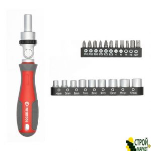 Ratchet screwdriver with cardan and a set of nozzles 21 units VT-3360 Intertool