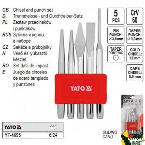 Set of chisels, center punches and punch holes in metal YT-4695 Yato